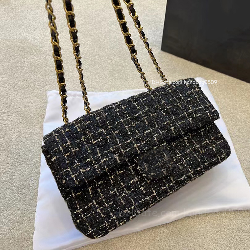 

Designer Bag Women Tweed Crossbody Shoulder Bag Vintage Fashion Handbags Woolen Weaving Houndstooth Handbag Leather Hardware Chain Strap Multicolor Clutch, Pink