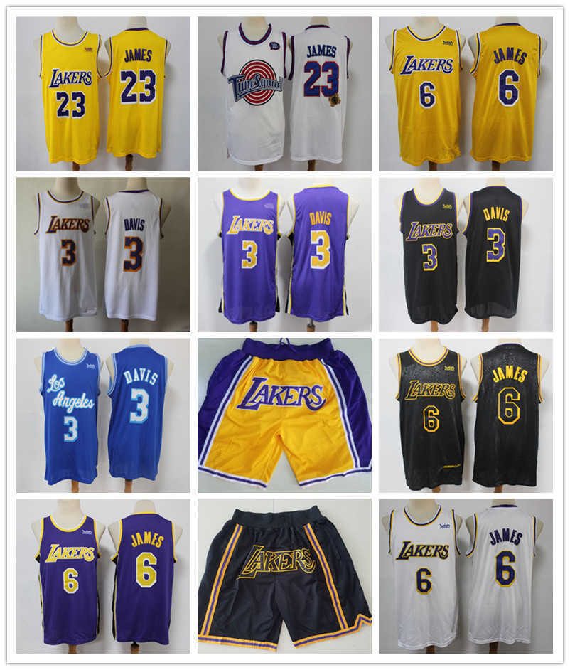 MEN Basketball Jerseys lebron 23 6 James Anthony 3 Davis Basketball Shorts yellow Los Angeles''Lakers''Jersey