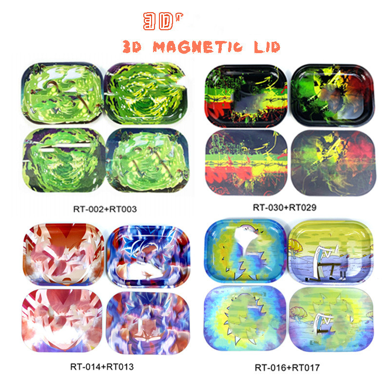 

3D magnetic lid cigarette tray 180*140mm tinplate Smoking iron tray with cover