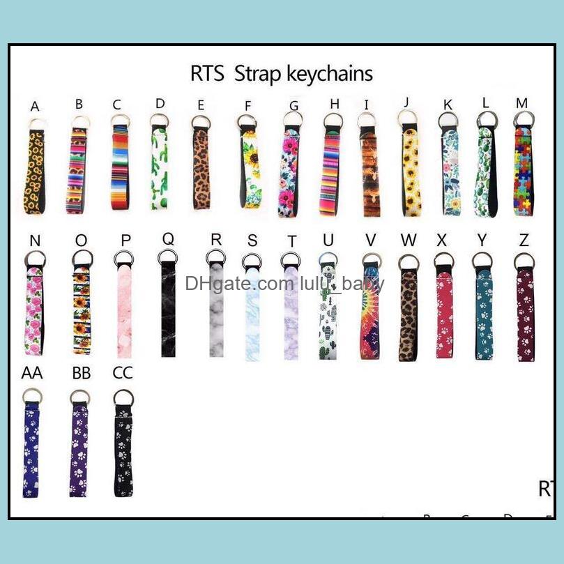 

Keychains Fashion Accessories 29 Styles Wristband Floral Printed Key Chain Neoprene Ring Wristlet Keychain Party Favor Drop Delivery 2021 7G