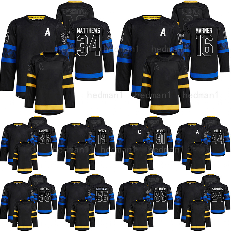 

34 Auston Matthews hockey jersey 16 Mitchell Marner 91 John Tavares 88 William Nylander 58 Michael Bunting 44 morgan rielly 36 Jack Campbell jerseys, Black 16