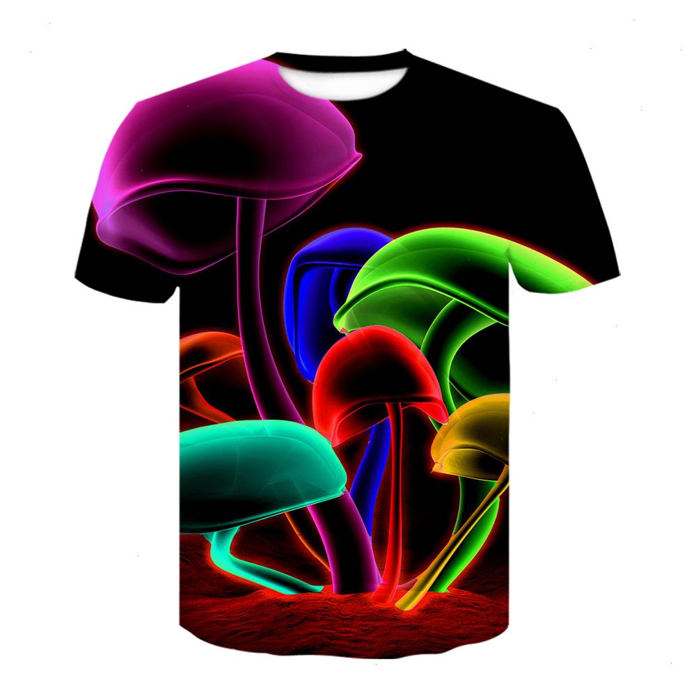 

Funny T-shirts Psychedelic T Shirt Men Mushroom Anime Clothes Geometric 3d Graffiti Printed Harajuku Tshirts Cas, Color4