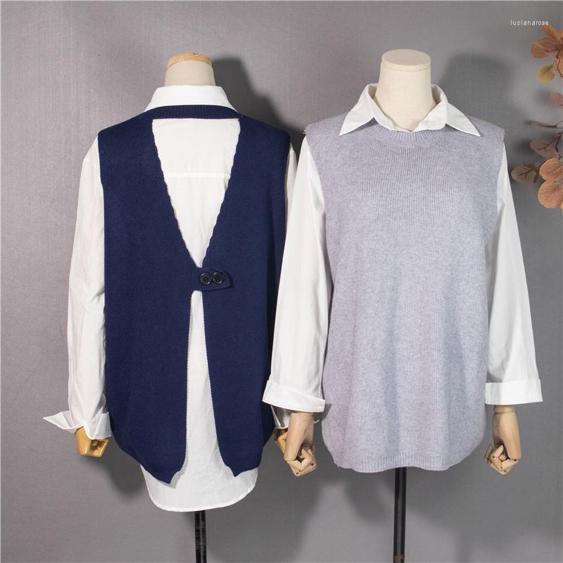 

Women's Vests Chic Vintage Backless Sweater Vest For Women 2022 Autumn Winter Solid Pullover Knitted Sleeveless Jecket Gilet Femme Luci22, Gray