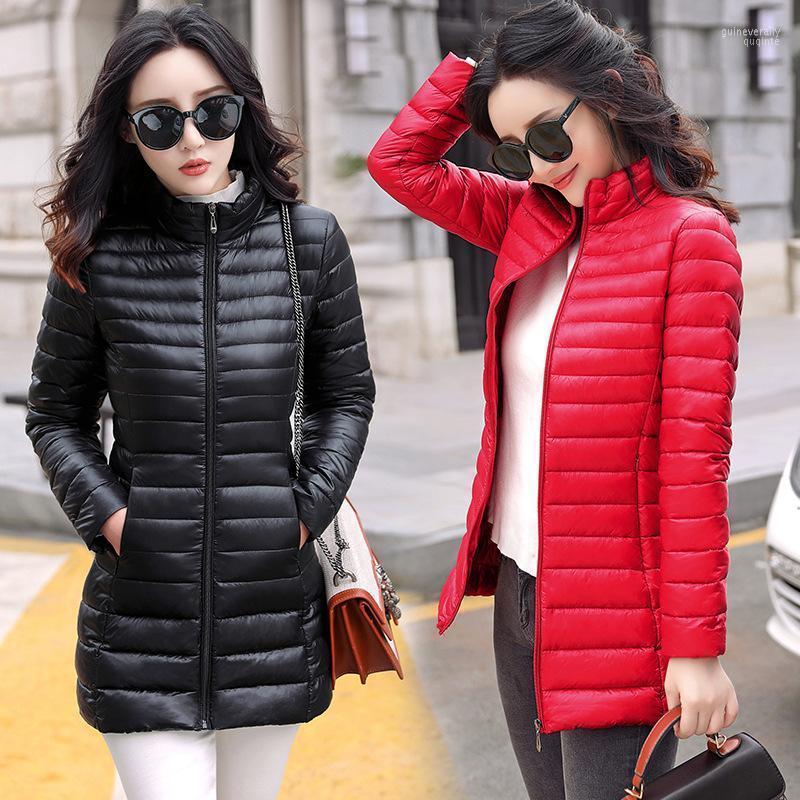 

Women's Down & Parkas Winter Women Thin Cotton Stand-Up Collar Jackets Long Sleeve Warm Coat Parka Female Portable Outwear Bomber Guin22, Black