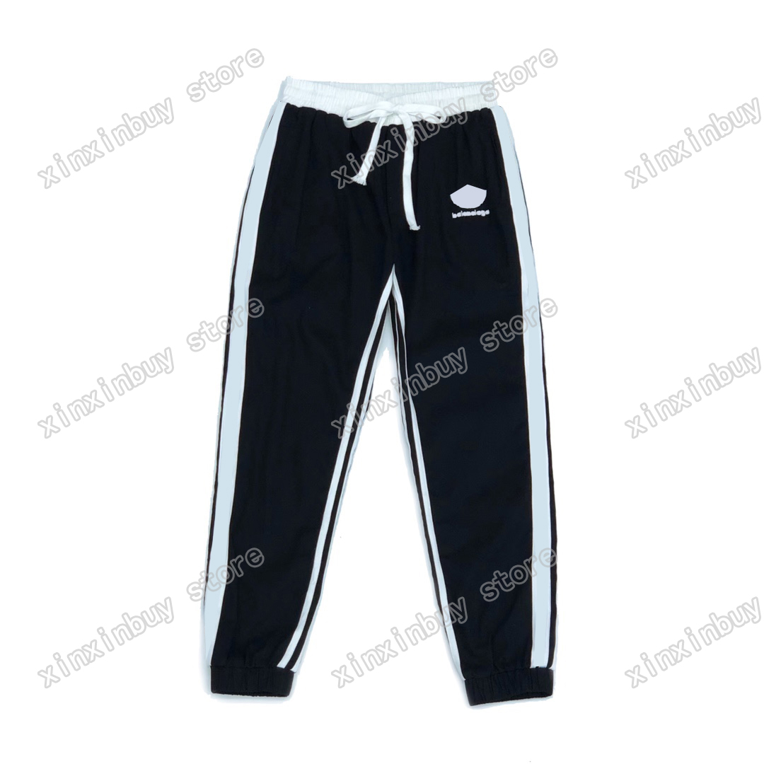 

xinxinbuy Mens women designer pants Paris Webbing stripe letter print pant Men Trousers black white M-2XL