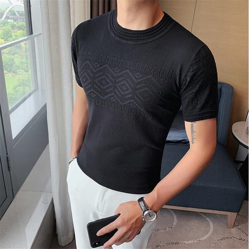 

Men's T-Shirts Summer Men Ice Silk Short Sleeved T Shirts Clothing 2022 Round Neck Slim Fit Casual Knitted Tee Shirt Homme Streetwear, Khaki