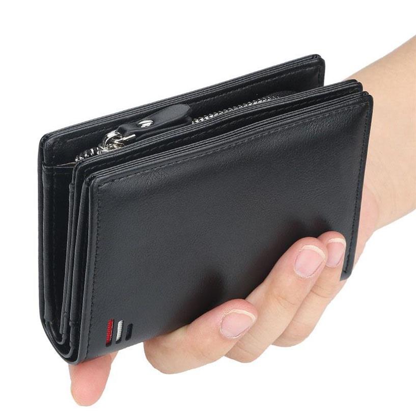 Wallets Brand Men PU Leather Short Wallet With Zipper Coin Pocket Vintage Big Capacity Male Money Purse Card Holder342B