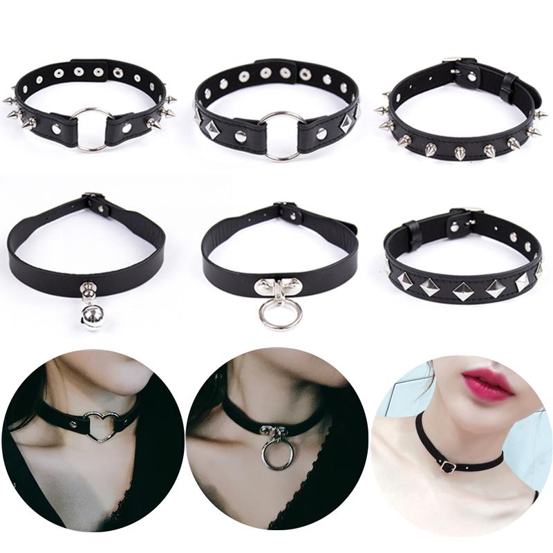 

Chokers Vintage Punk PU Leather Short Necklace Women Sexy Bandage Fashion Party Jewelry Rivets Love Heart Anime Cosplay Collars