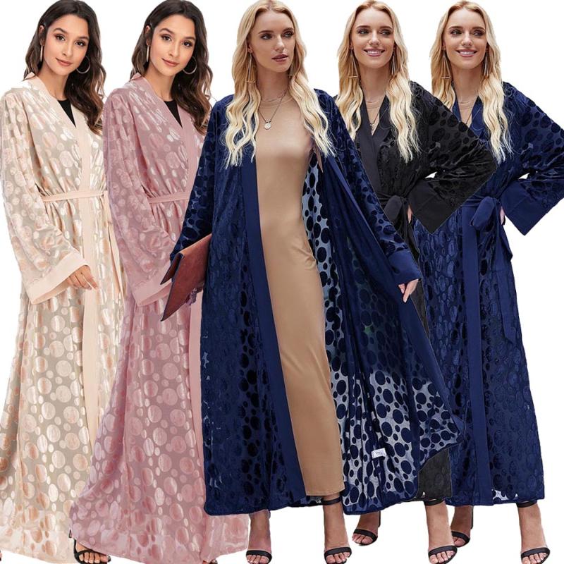 

Ethnic Clothing Muslim Women Abaya Open Kimono Arab Islamic Ramadan Velvet Maxi Robe Gown Party Evening Middle East Turkish
