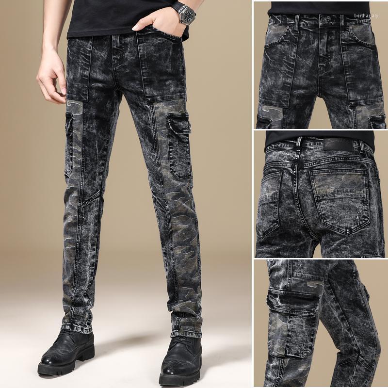 

Men's Jeans Multiple Pockets Men Streetwear Denim Pants Trend Brand Trousers For Casual Solid Biker Slim Fit Jean Male DesignMen's Bert22, 9203