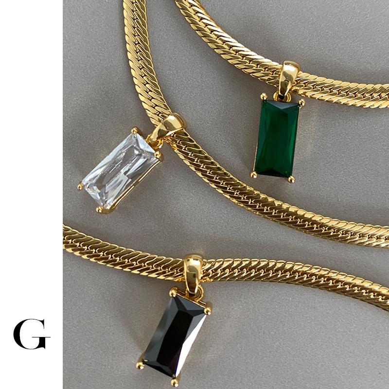 

Pendant Necklaces Geometric Stackable Square Cubic Zirconia Snake Bone Chain Necklace 316L Stainless Steel Non Tarnish AccessoriesPendant