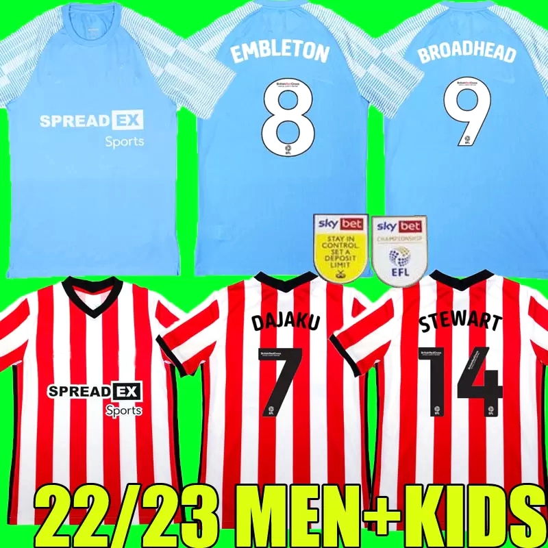 

SUNDERLAND 22 23 soccer jerseys home away 2022 2023 camiseta de futbol DAJAKU EMBLETON BROADHEAD Gooch O'NIEN PRITCHARD Stewart Clarke football shirts MEN KIDS kit
