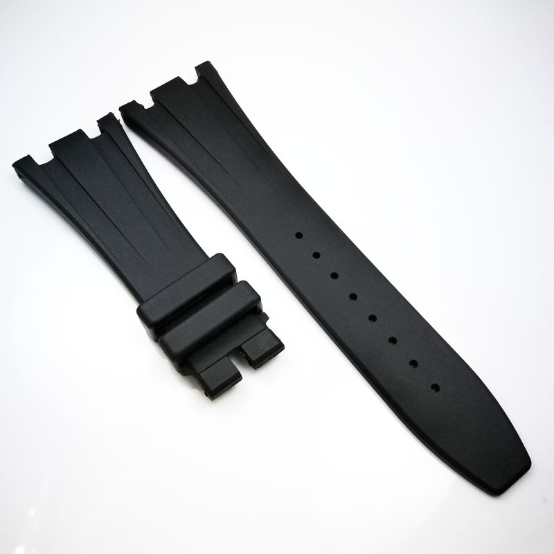 

28mm - 18mm Black Rubber Watch Band Strap Bracelet For AP Royal Oak Offshore 42mm Models