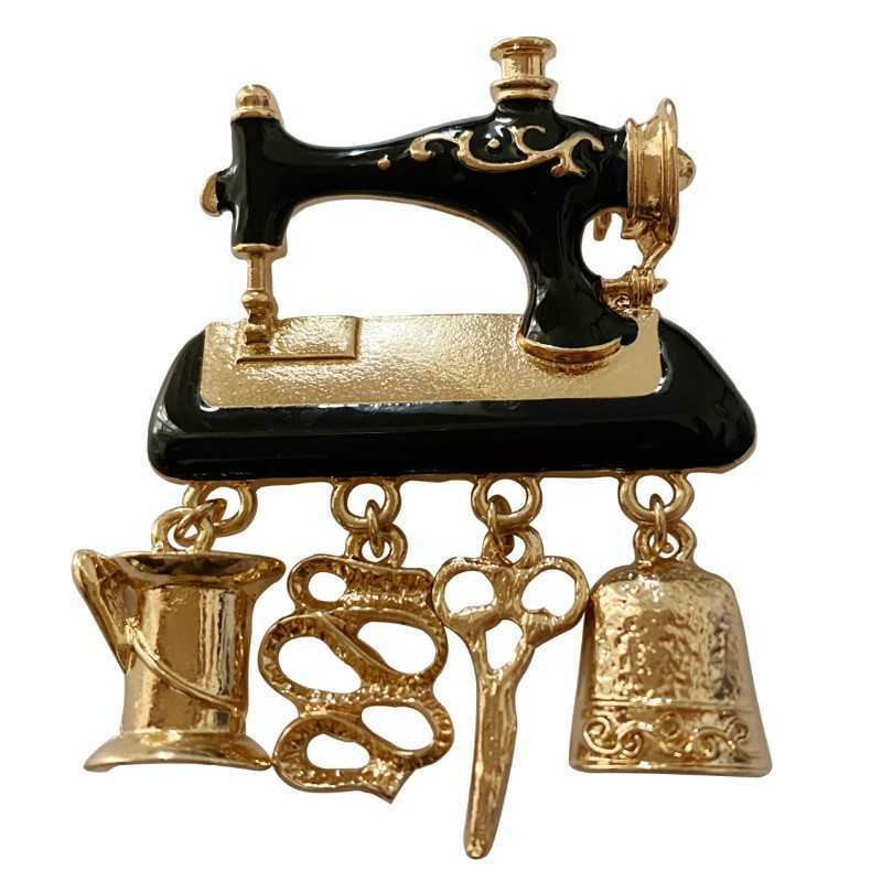 

Package 921 Vintage oil dripping sewing machine scissors tassel exaggerated European and American coat suit Brooch