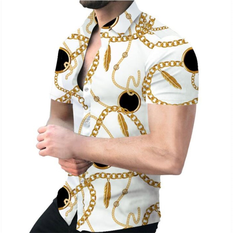 

European And American Street Summer Fashion Floral 3D Printing Thin ShortSleeved Mens Shirts Are Comfortable 220616, Photo color