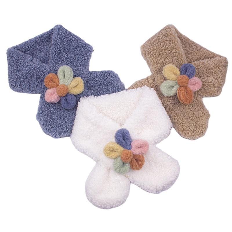 

Scarves Children Cute Cartoon Flower Scarf Winter Warm Boys Girls Baby Thick Plush RingScarves
