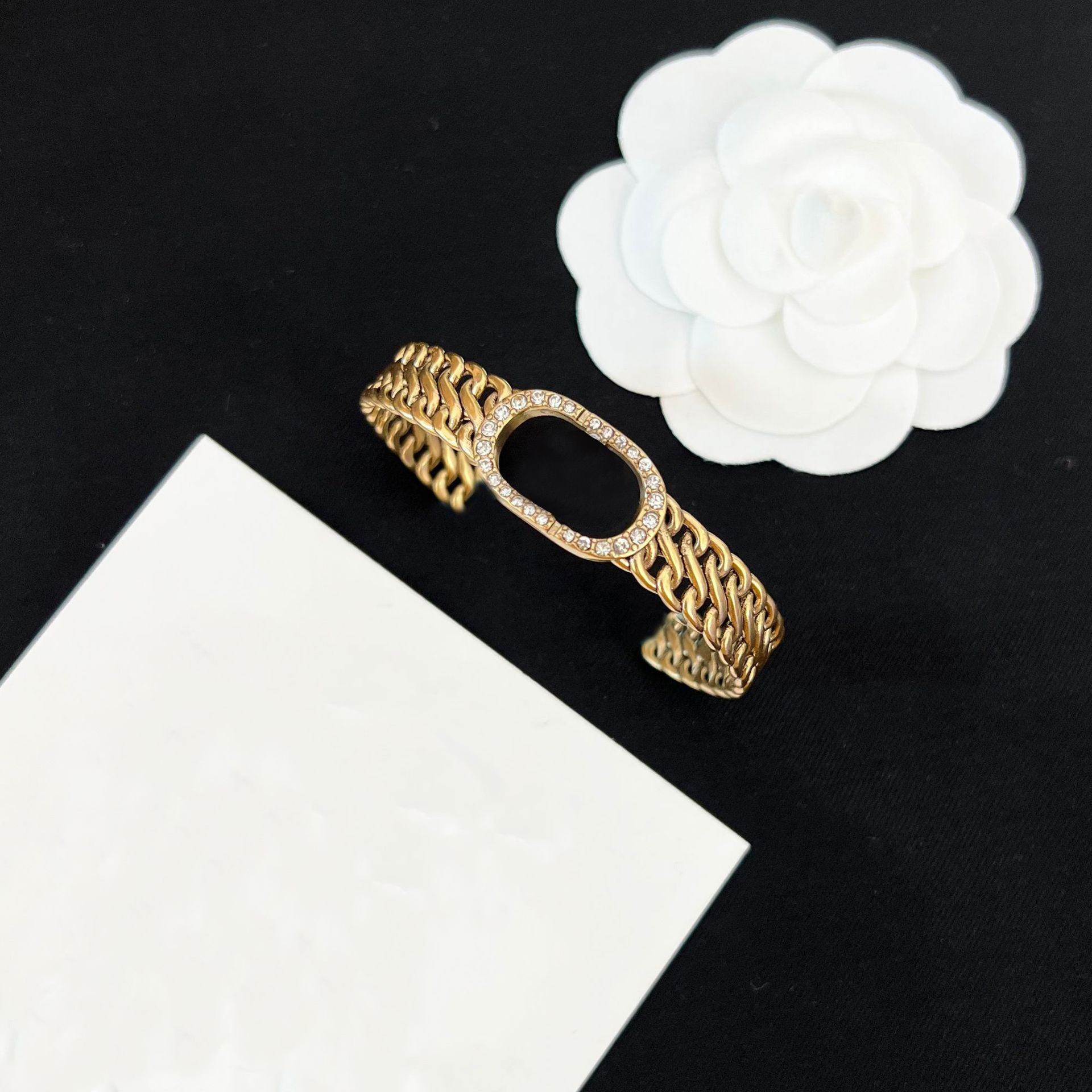 

cuff female retro letter brass bracelet European and American net red high texture all-match open bracelet trend with box