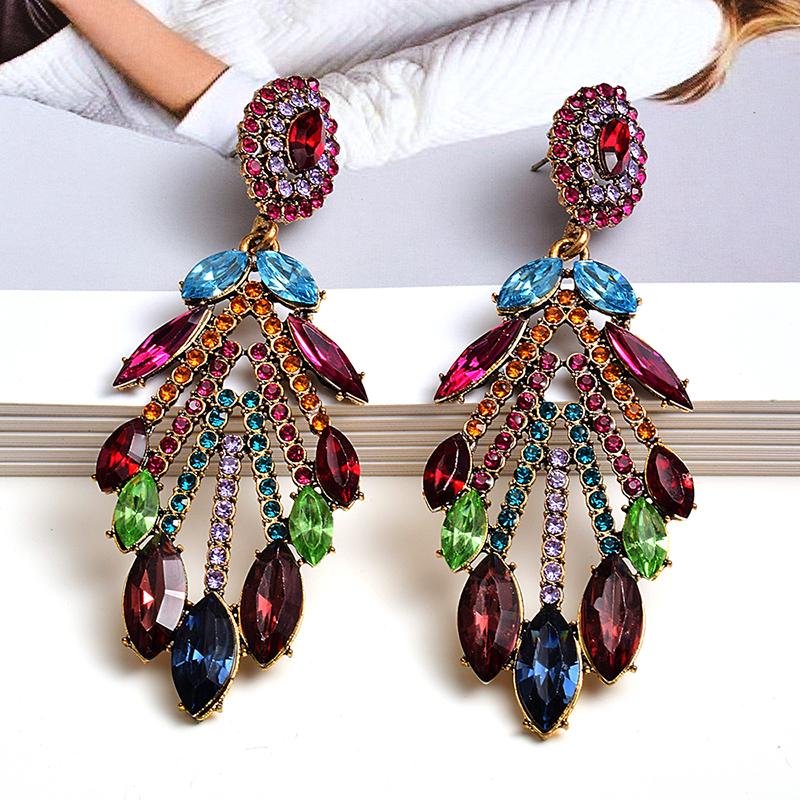 

Dangle & Chandelier High-grade Colorful Rhinestone Earrings Statement Long Drop Fashion Jewelry Accessories For Women Wholesale