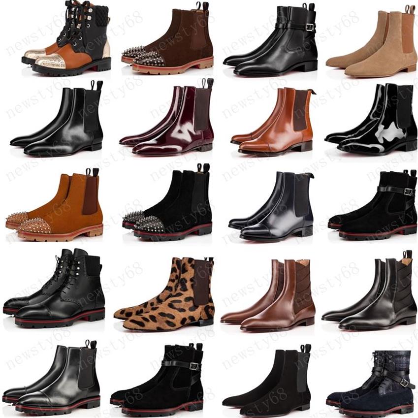 fashion new style red bottoms sneaker men boot spikes suede leather red sole men shoes super perfect melon Motorcycle ankle bo280l