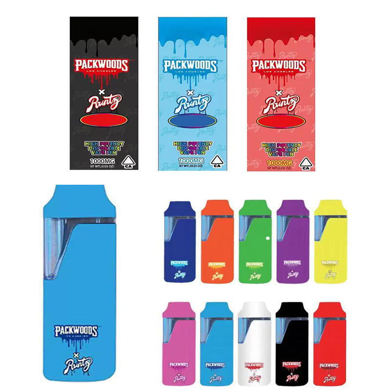 

New Arrives Runtz x Packwoods Disposable Customizable Wholesale E cigarettes Rechargeable Battery Empty Vape Pen 1ml Vaporizer with Packaging