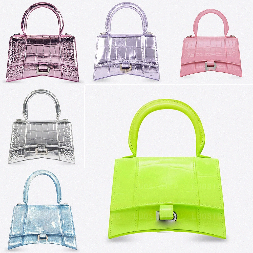 

hourglass handbag bags Crocodile embossed designer women hour glass bag in black pink purse mini wallet small Crocodile Pattern balencaiga balenciagas crossbody tote 5A
