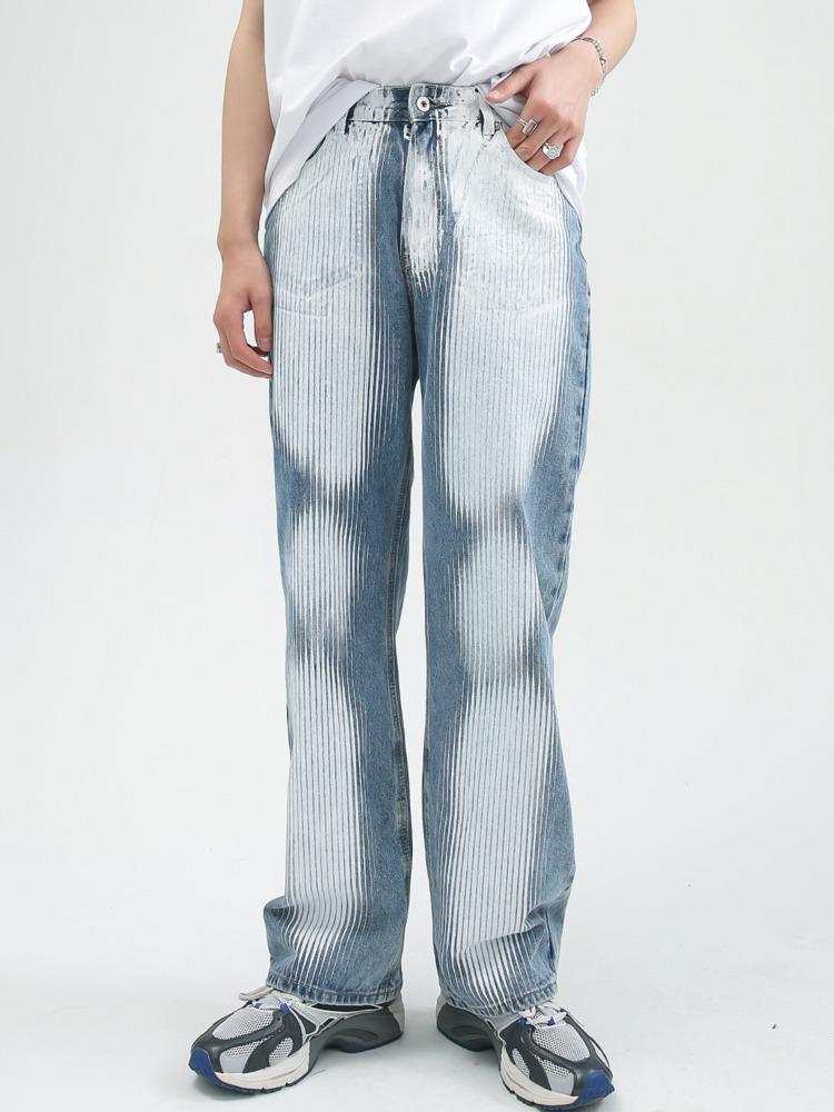 

Men' Jeans Men Clothing 2022 Spring Autumn Ink Tie Dye Korean Streetwear Fashion Straight Blue Casual Slim Denim TrousersMen