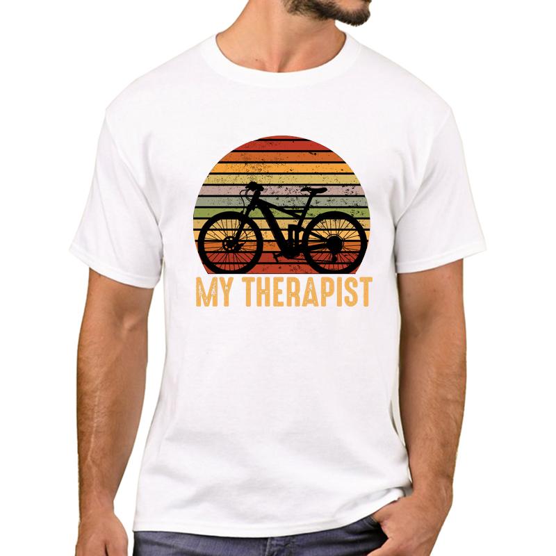 

Men' T-Shirts TEEHUB  Retro My Therapist Bicycle Printed Men T-Shirt Fashion Harajuku T Shirts Short Sleeve Tshirts Boy Tee, 4266