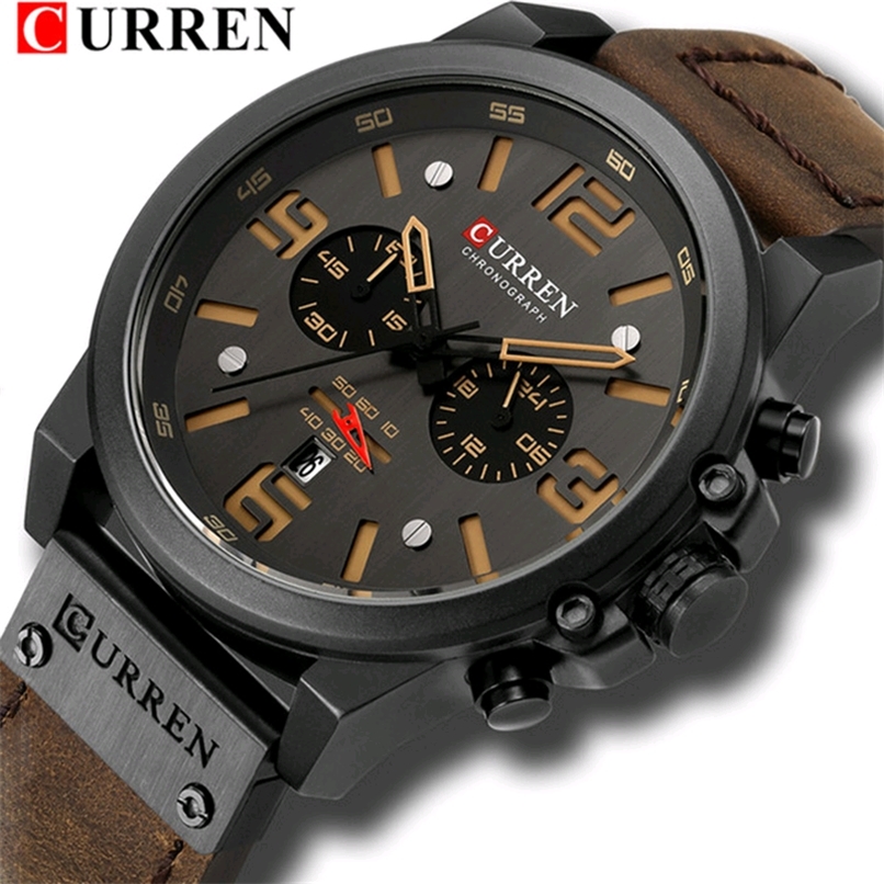 

CURREN 8314 Luxury Brand Quartz Men Watch Military Waterproof Leather Strap Sport Mens Watches Fashion Casual Male Clock 220407, Black black