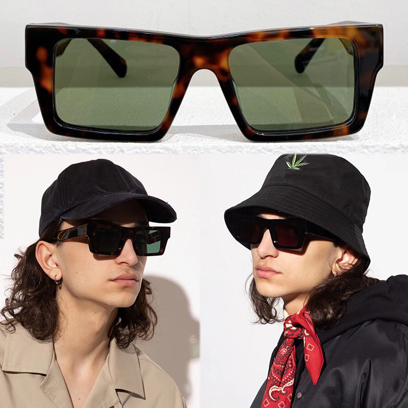 

2022 Mens Square Sunglasses OMRI028 Fashion Catwalk Business Style Men's Sunglasses Daily Casual Driving Designer Brown Frame Anti-UV400 With Box