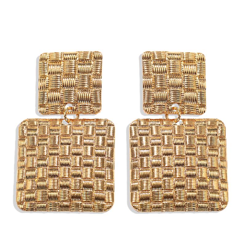 

Dangle & Chandelier Dvacaman Vintage Geometric Double Square Metal Drop Earrings For Women Trendy Simple Gold Maxi Statement Jewelry Party