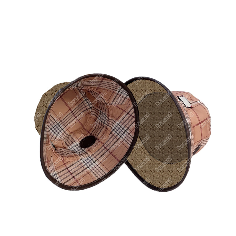 

Newest Reversible Double Sides Bucket Hats Men Women Outdoor Sports Caps Plaid Lattice Fisherman Hats Street Style Letters Snapbacks