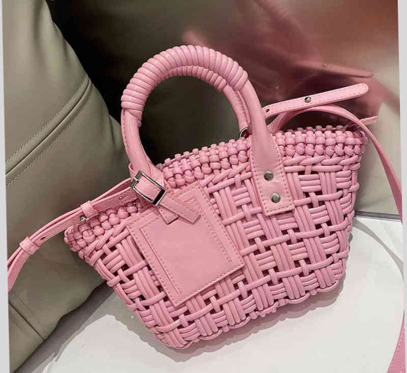 Fashion Designer Brand Hollow Alphabet Fashion Paper Woven Women's Shoulder Bag Summer Beach Tote Luxury Bag G220601