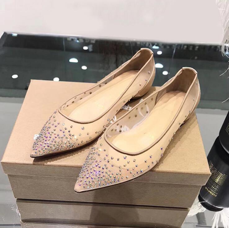 

Red Bottoms Women Shoes Rhinestone High Heels Crystals Pointed Toe Mesh Pumps Woman Reds Sole Elegant Wedding Shoe With Dust Bag Box, 10cm heels