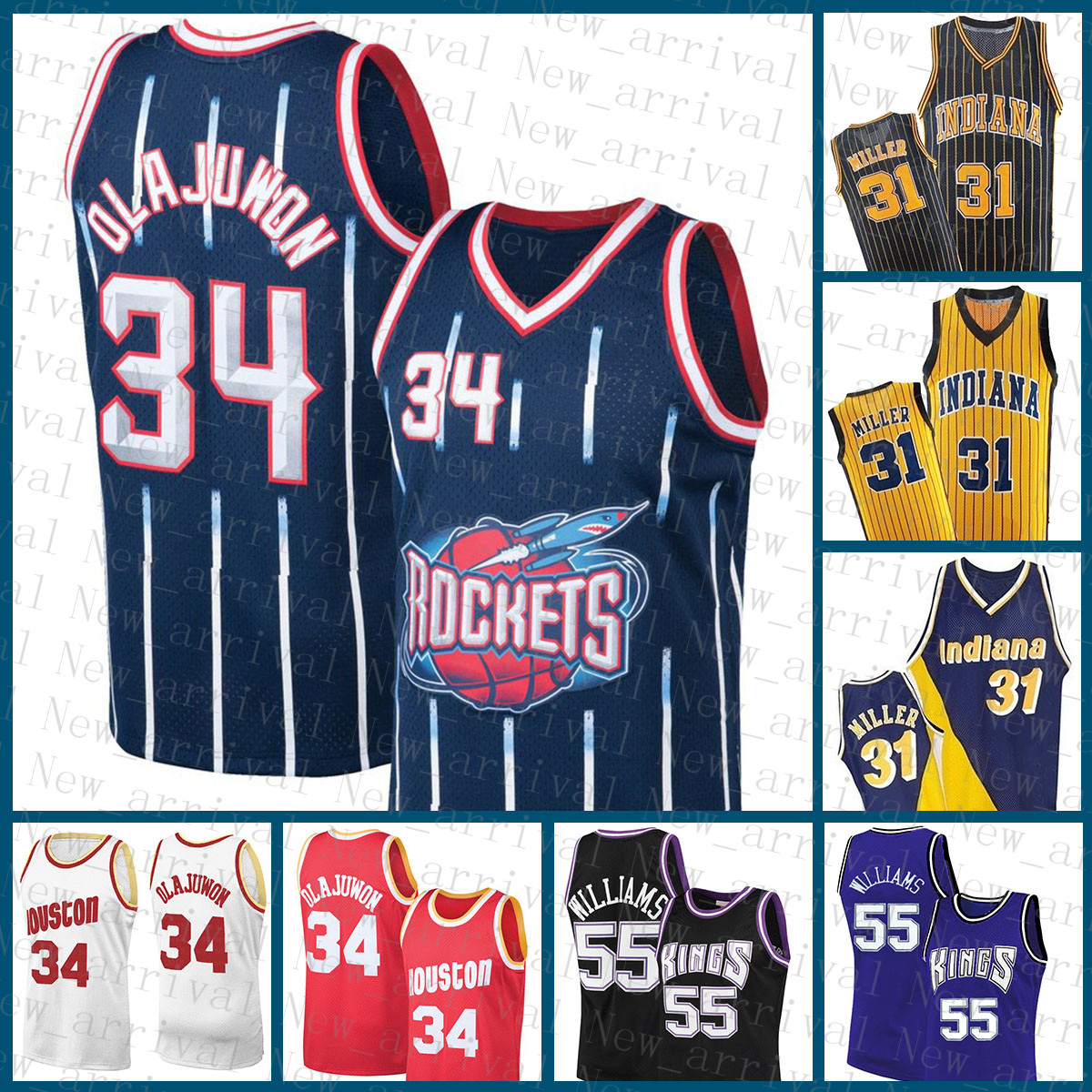 

Houston''Rockets''Men Indiana''Pacers''Men Sacramento''Kings''Men 34 Basketball Jersey Hakeem Olajuwon 109