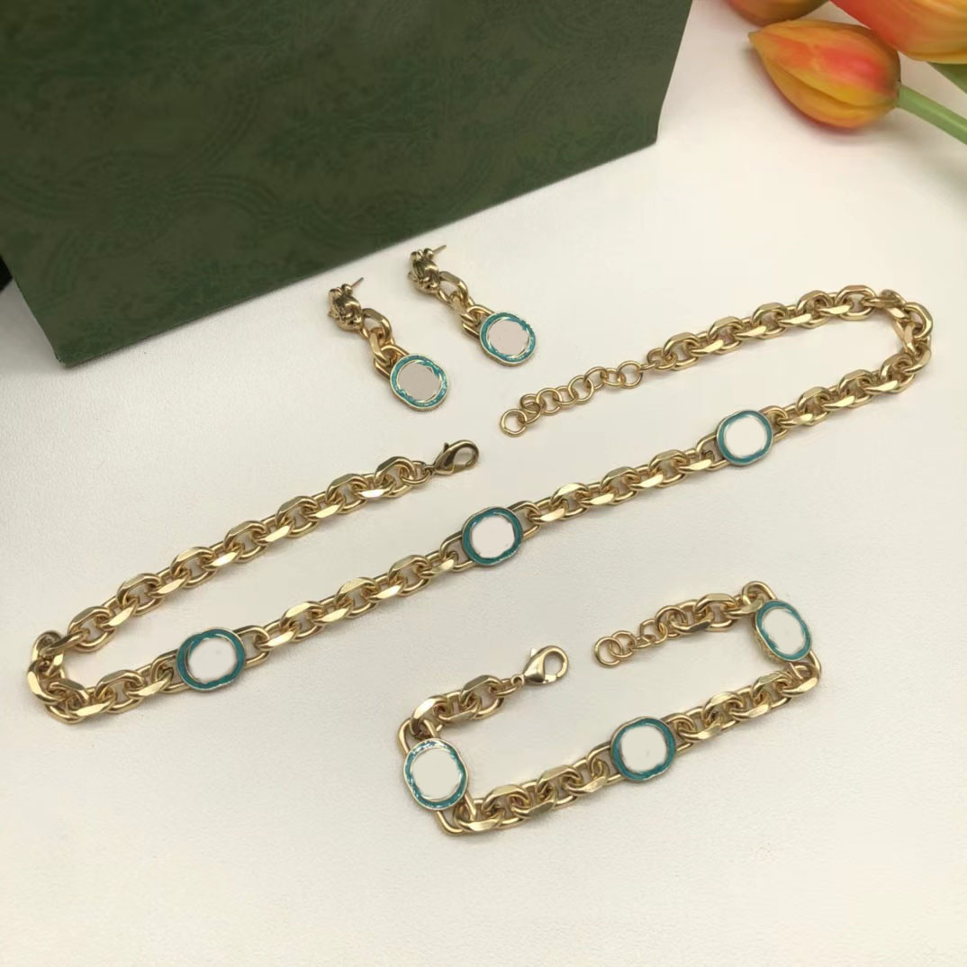 

Luxury Designers Thick Chain Necklaces Hip Hop Bracelets Fashion Earrings Ladies Party Gift Jewelry High Quality With Box, Golden