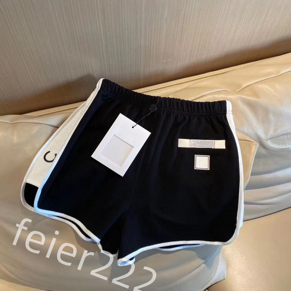 

2022 Summer Fashion Sports women' shorts Hot pants high-end luxury cotton CC high quality casual letter print embroidery label, Black