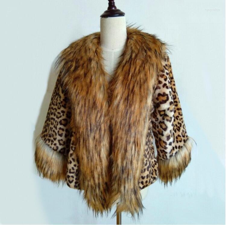 

Women' Fur & Faux Style Imitation Ladies Jacket European And American Large Size Leopard Print Short Coat Women, Camel