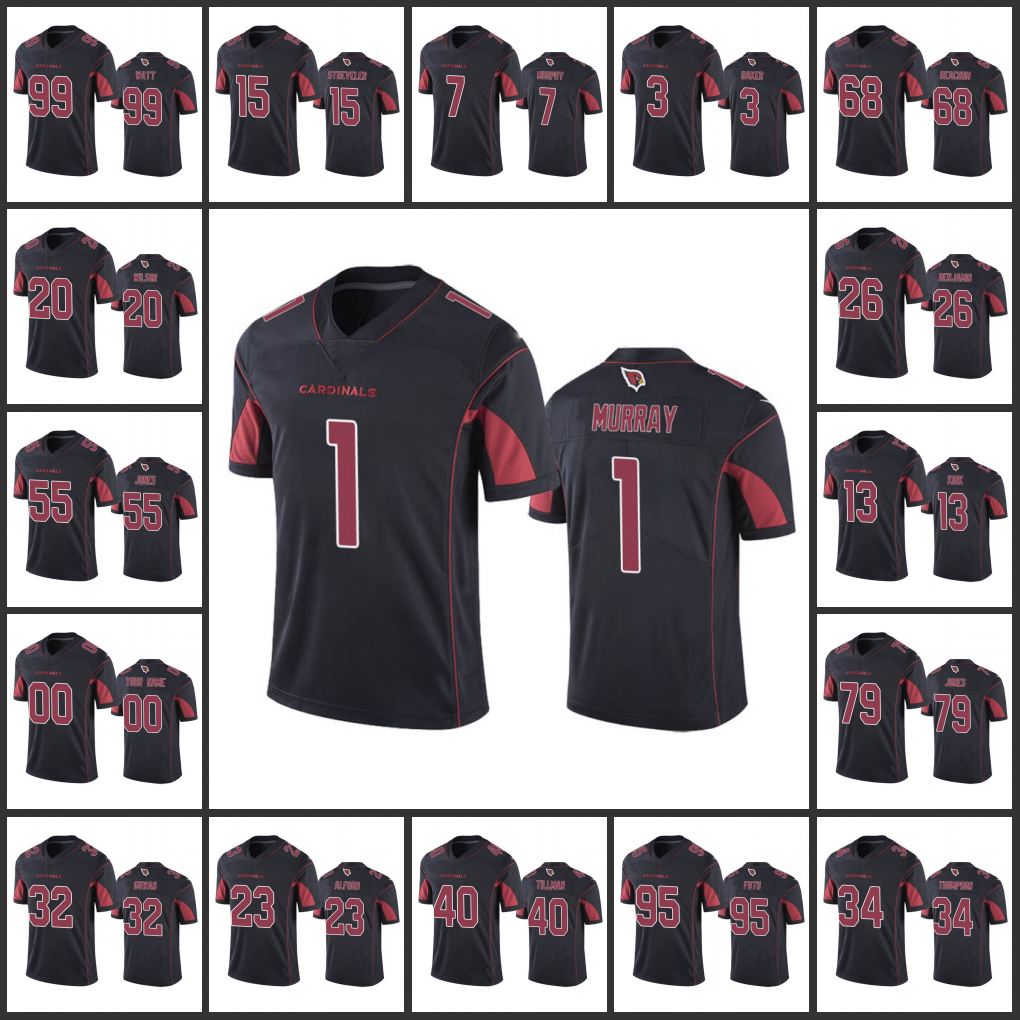 

Arizona''Cardinals''Men #3 Budda Baker 99 J.J. Watt 1 Kyler Murray 40 Pat Tillman Custom Women Youth Color Rush Limited Black Jersey