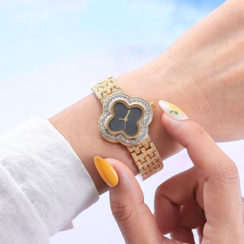 

Wristwatches Girls Women Watch Four Leaf Clover Ladies Bracelet Casual Fashion Decoration Luxury Wristwatch Reloj MujerWristwatches Wristwat, Gn