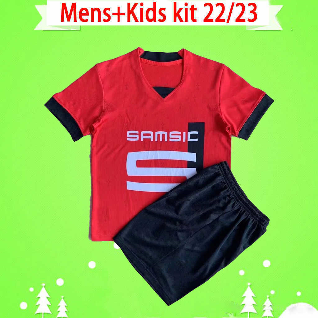 Kit pour hommes et enfants Stade Rennais 2022 2023 Soccer Jersey Rennes Shirts Boys Set Child Santamaria Bade 22 23 CAMAVinga Bourigeaud niang ad