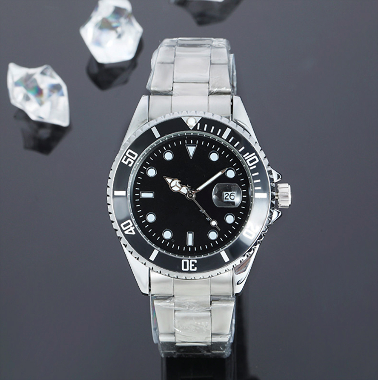 

R0lex Branded Men's Quartz Watch Classical sport casual Round alloy calendar Single folding buckle Steel band wristwatch for rolexables, Customize