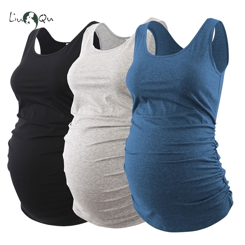 

Pregnancy Maternity Tank Tops Womens Pregnant Sleeveless Side Ruched Casual Clothes Vest Tee Sleep Underwear 220419, 1 pieces as pic