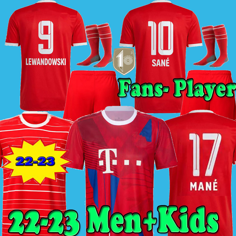 

LEWANDOWSKI GRAVENBERCH mane 17 soccer jerseys 22 23 SANE BAYERN MUNICH COMAN MULLER DAVIES KIMMICH football shirts Men Kids kit 2022 2023 uniform 10th patch new, 22 23 home