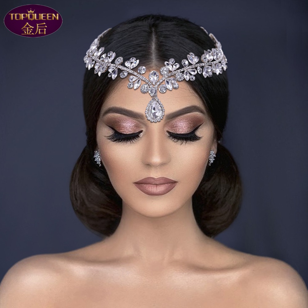 

Silver Forehead Crystal Tiara Baroque Crystal Bridal Headwear Crown Rhinestone with Wedding Jewelry Hair Accessories Bridal Crowns Headpieces HP470