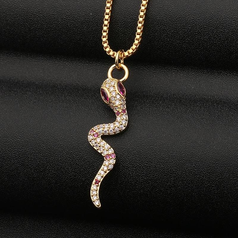 

Pendant Necklaces Pink Snake Necklace For Women Man Hip Hop Punk 3A Zircon Jewellery Party Stainless Steel Couple Neck Chains GiftPendant