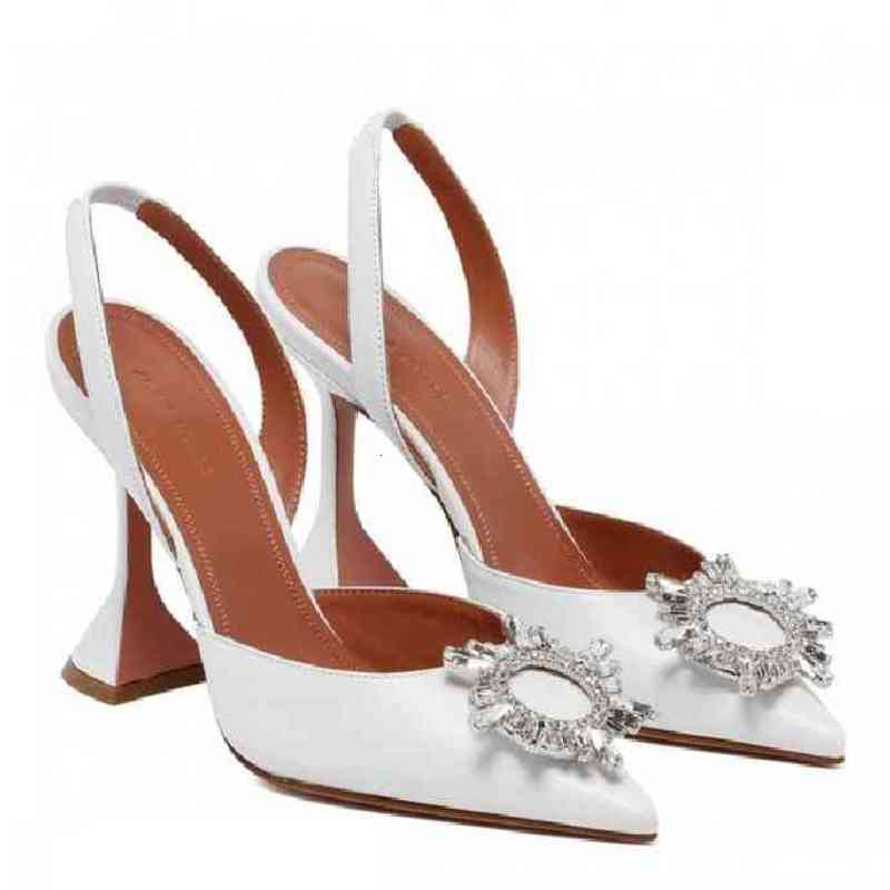 

Fashion Season Shoes Amina Italy Muaddi Pumps White Leather Begum Slingback Crystal Wedding Party Bride Bridesmaid Princess 4IFQ