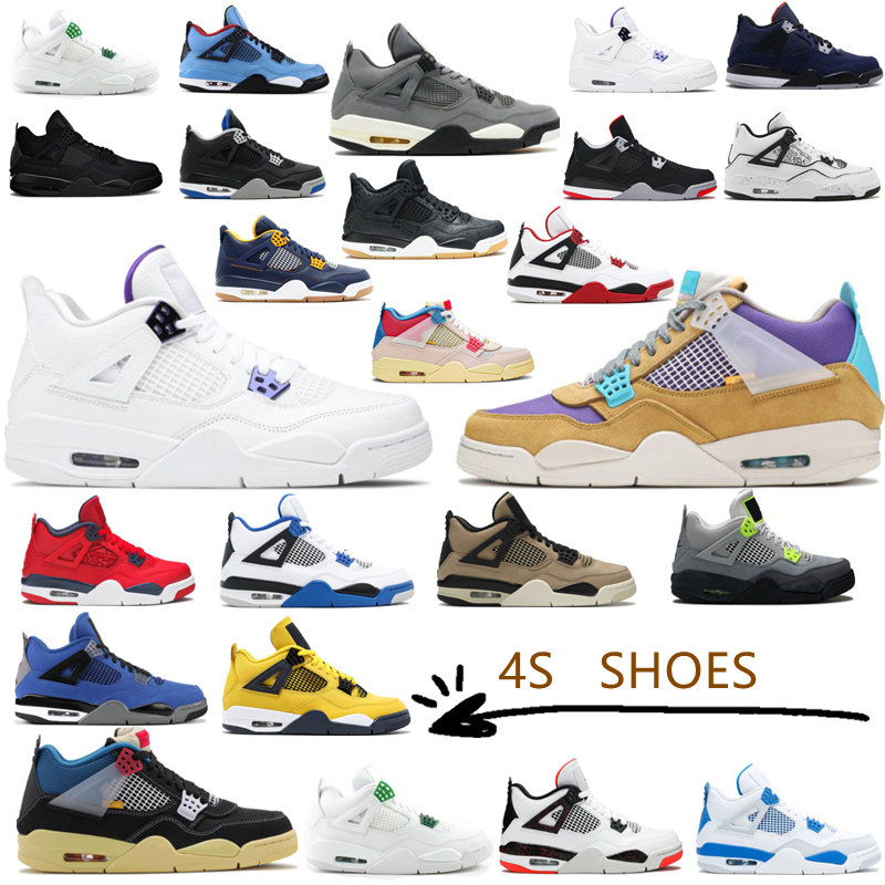 

2022 Top Quality Basketball Shoes Mens 4 4s Womens University Blue White Oreo Trainers Etallic Purple Designer Sneakers, Box