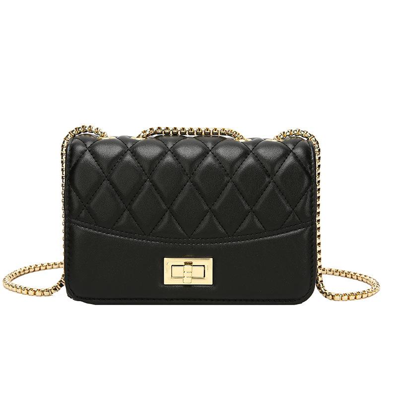 

Evening Bags Small Women Crossbody Diamond Lattice Shoulder Messenger Bag Style Chain Turnlock Female Purse PU Leather HandbagsEvening Eveni, Black