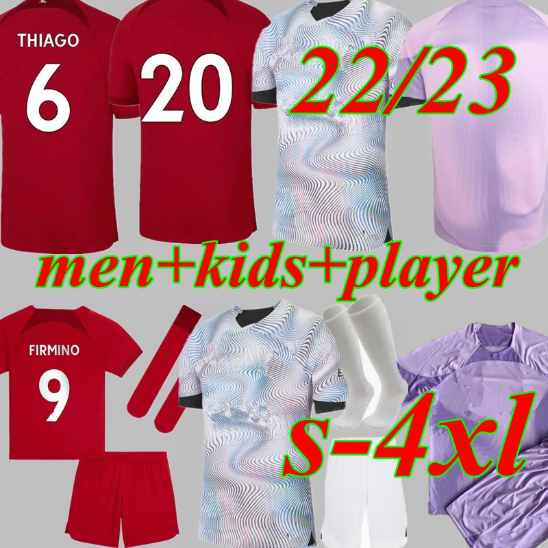 22 23 maillots de football à domicile 2022 2023 Mohamed Firmino Diogo A.Becker Luis Diaz Football Shirts Men Kids Kits Uniforms Minamino Alexande