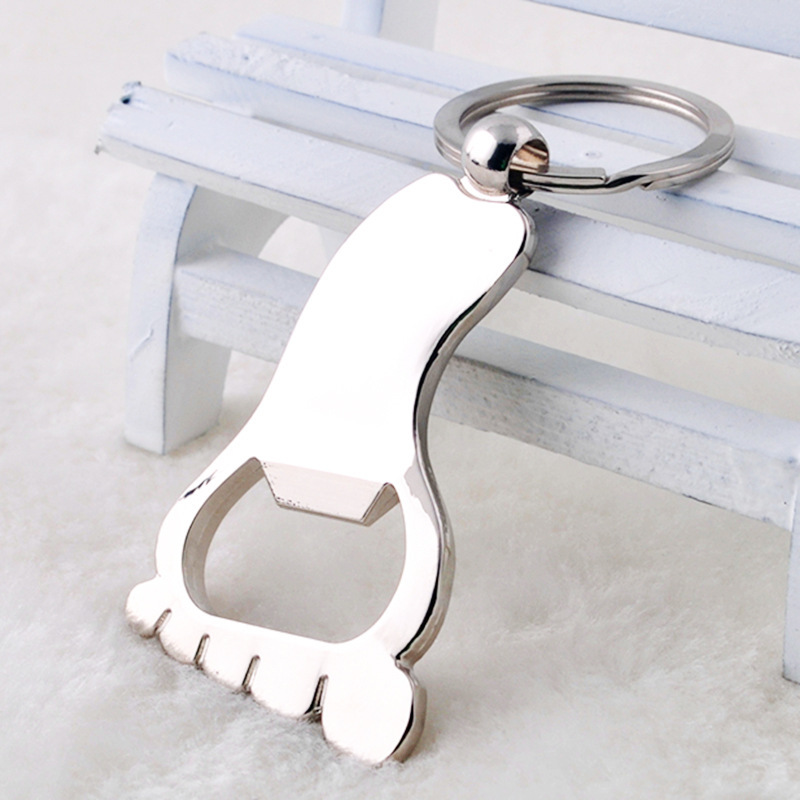 

Alloy Bigfoot Bottle Opener Key Chain Little Feet Keychains Bag Pendant Wedding Favors Baby Shower Party Gift Key Ring
